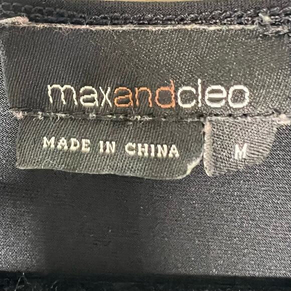 Max and Cleo black V-neck long sleeve sheath dress size medium M B100 - Picture 2 of 4